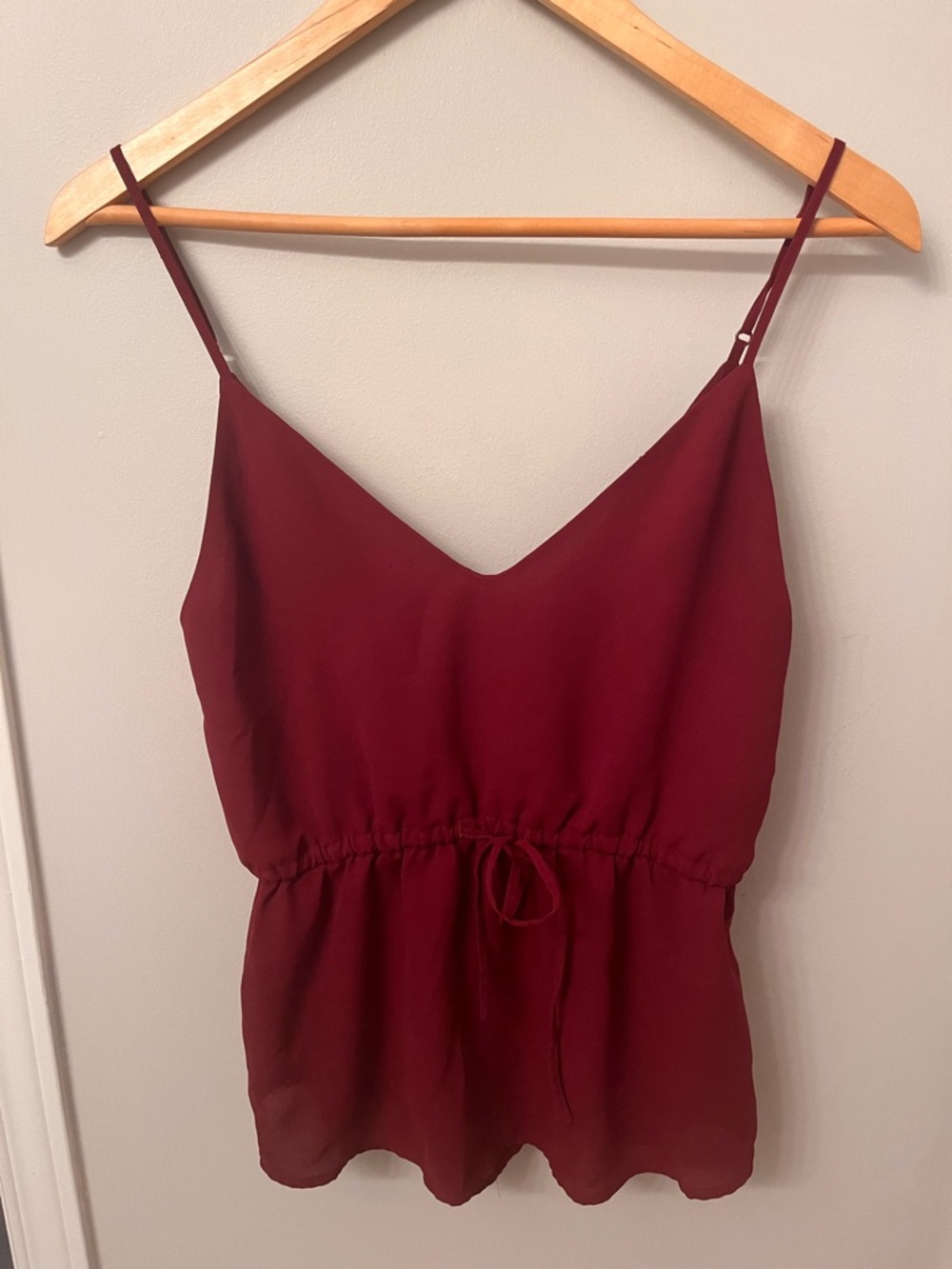 Aritzia x Babaton Burgundy Spaghetti Strap V-Neck Tank Top